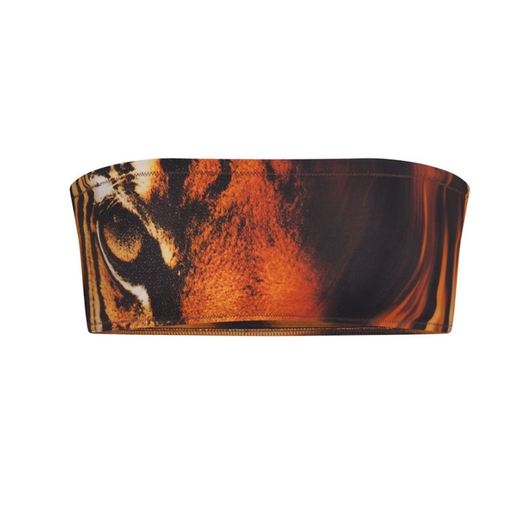 Skims x Roberto Cavalli Tiger Face Print Micro Bandeau Bikini Top